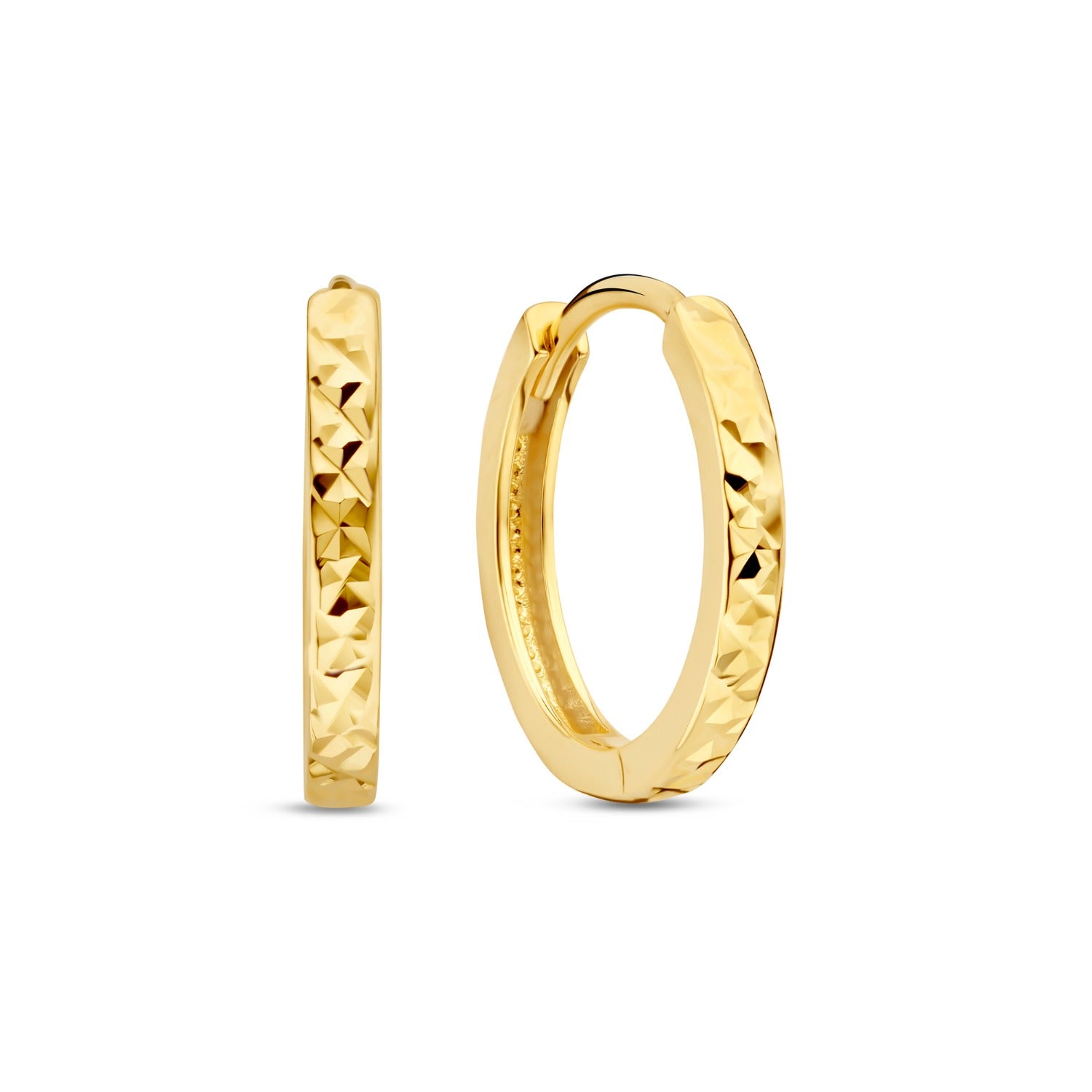 Beloro Jewels Regalo d'Amore 9 karat gold hoop earrings gift set with diamond cut BO90042