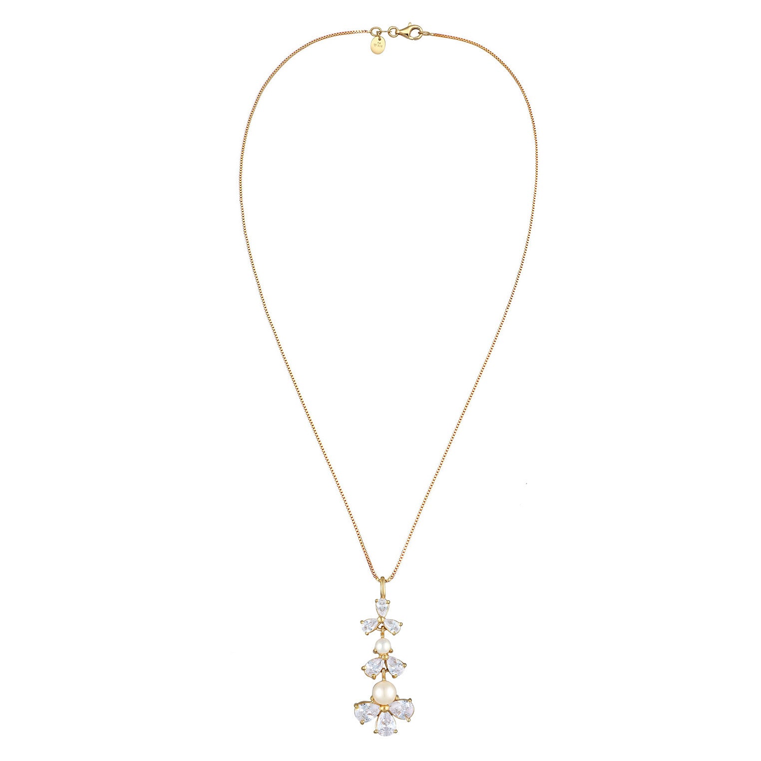 Elli 925 Sterling Silver Pearl Necklace Gold plated with Zirconia 2004-BF-0007961-001
