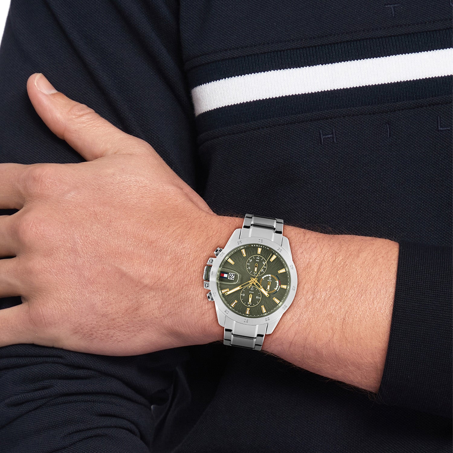 Tommy Hilfiger Jameson Silver and Green Men's Watch TH1792197