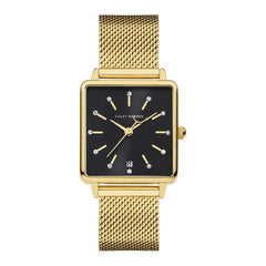 Violet Hamden Dawn Square Women's Watch Gold Coloured and Black VH09015