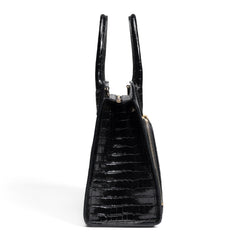Isabel Bernard Honoré Nadine croco black calfskin leather handbag with 13 inch laptop compartment IB25110-201-13