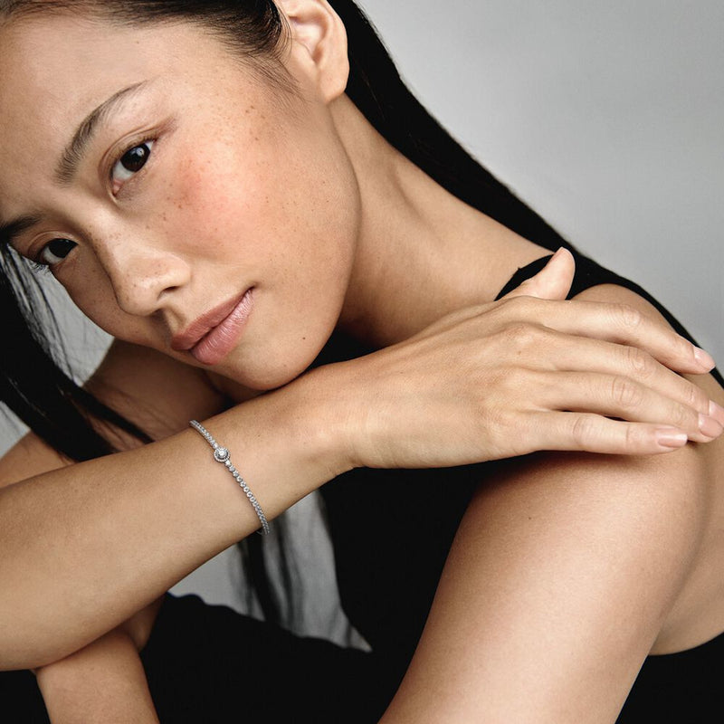 Pandora Timeless 925 Sterling Silver Sparkling Halo Tennis Bracelet 599416C01-16-zoom-