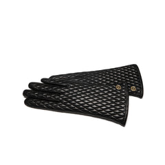 Isabel Bernard Honoré Rosette black goatskin leather gloves IB67002-301-6.5