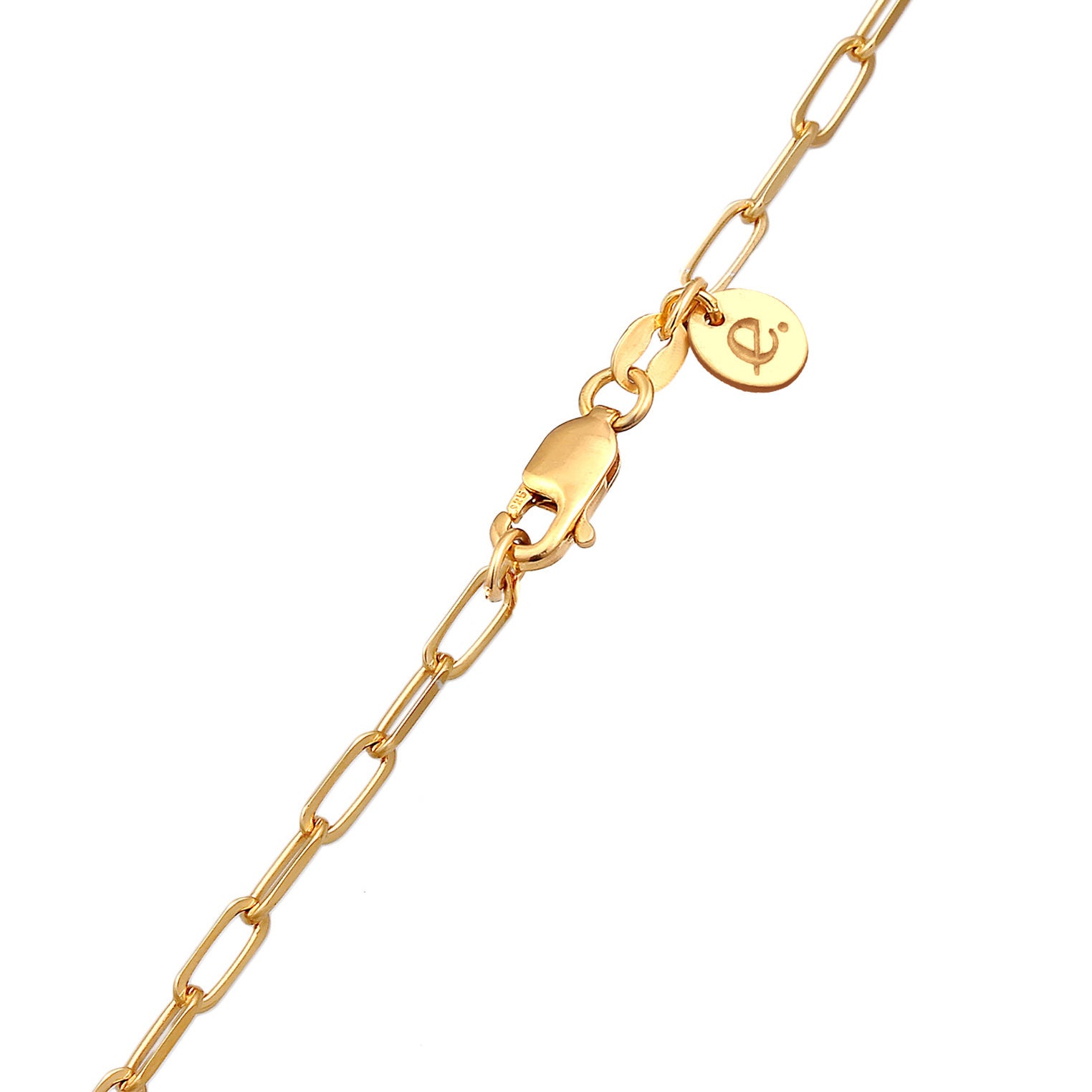 Elli 925 Sterling Silver Link Chain Necklace Gold plated with Quartz 2004-BF-0007907-001