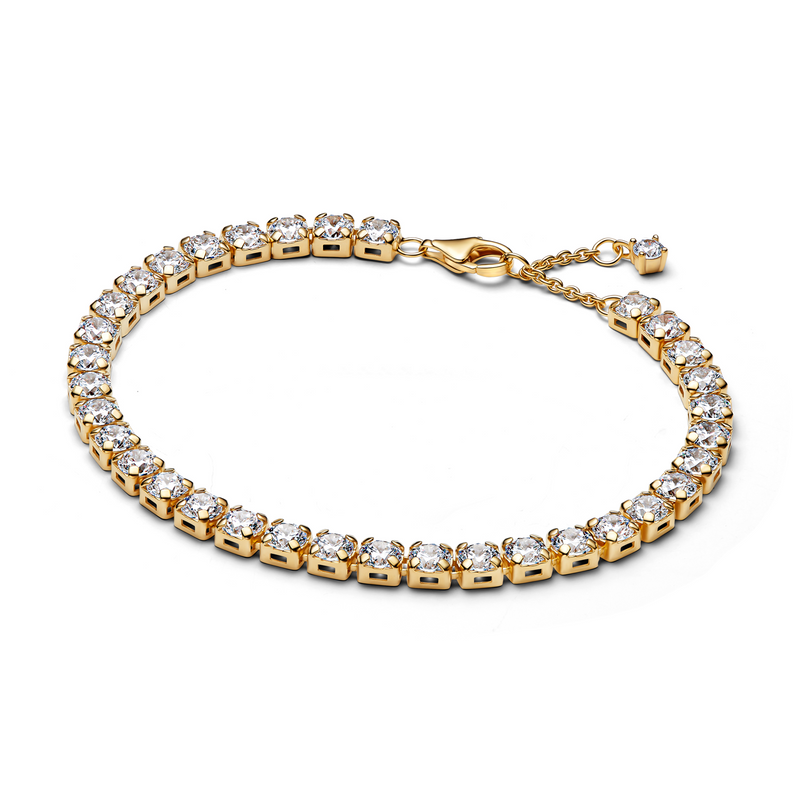 Pandora Timeless Gold Plated Sparkling Bold Tennis Bracelet 563539C01-18-zoom-