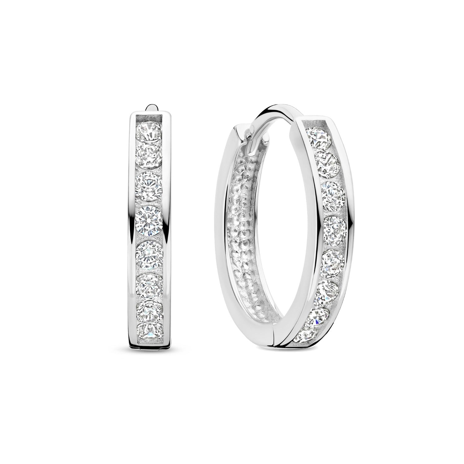 Isabel Bernard Saint Germain Tiphaine 14 Carat Whitegold Hoop EarringswithZirconia IB360094