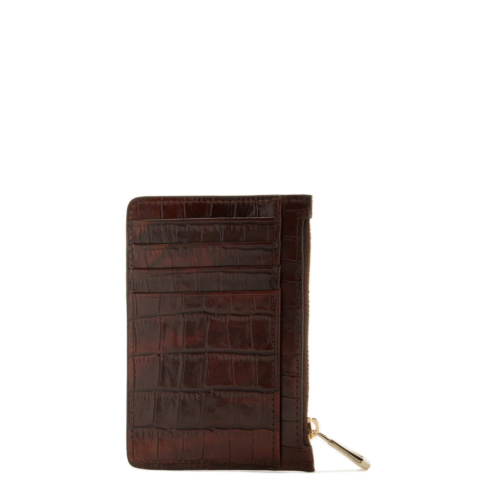 Isabel Bernard Honoré Aveline croco Brown Leather Card Holder made of Calfskin IB27019
