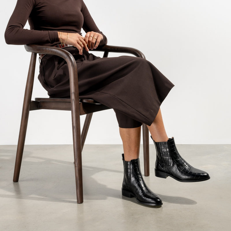 Isabel Bernard Vendôme Chey Croco Zwarte Leren Chelsea Boots Van Kalfsleer IB53012-201-40-zoom-