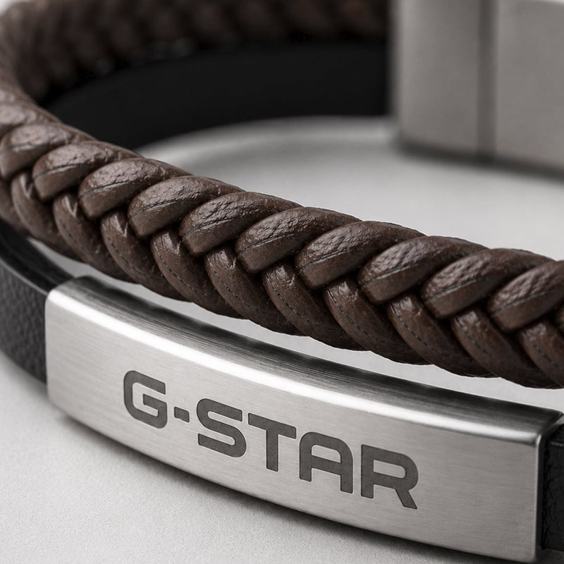 G-Star Tether02P Zilveren en Zwart Lederen Armband GSJ.109.02-zoom-