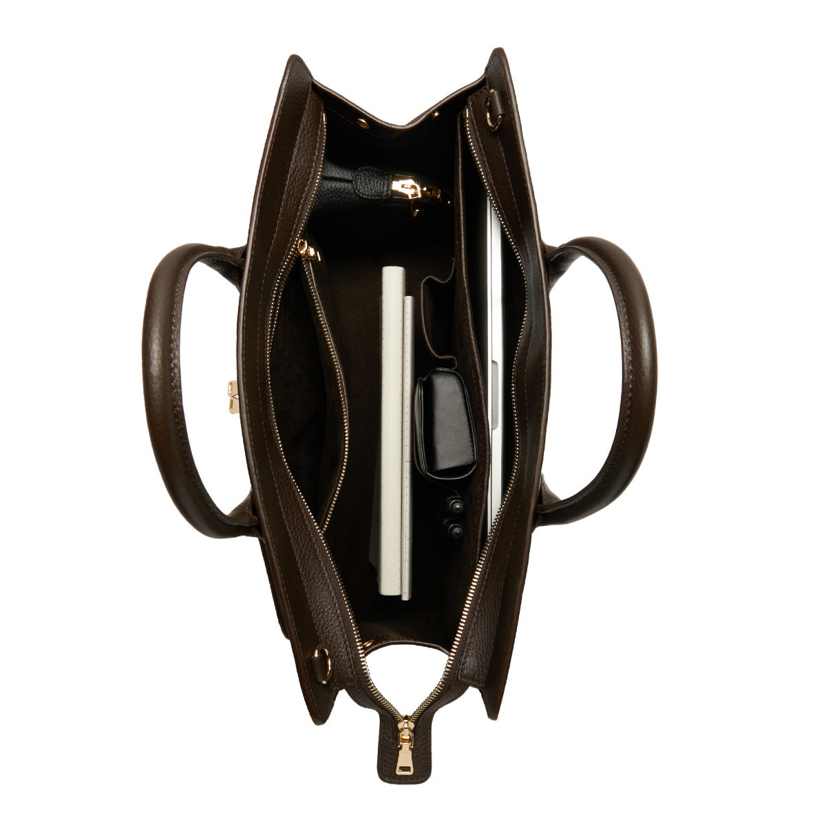 Isabel Bernard Honoré Nadine Brown Calfskin Leather Handbag with Laptop Compartment IB25087