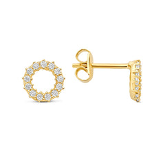 Beloro Jewels Monte Napoleone Ivet 9 karat gold ear studs with zirconia stones BO360122