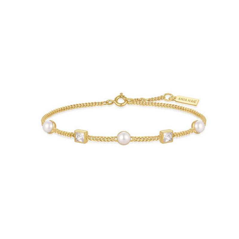Ania Haie Reimaginer Gold Coloured Pearl Station Bracelet AH-B069-02G-zoom-