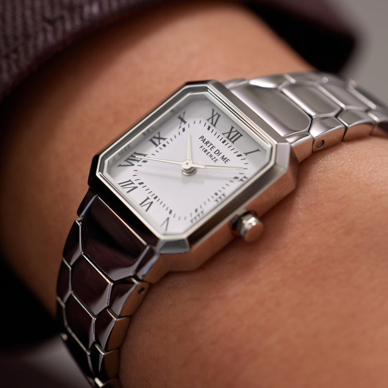 Parte di Me Orologio vierkant dameshorloge zilverkleurig en wit PDM09027-zoom-