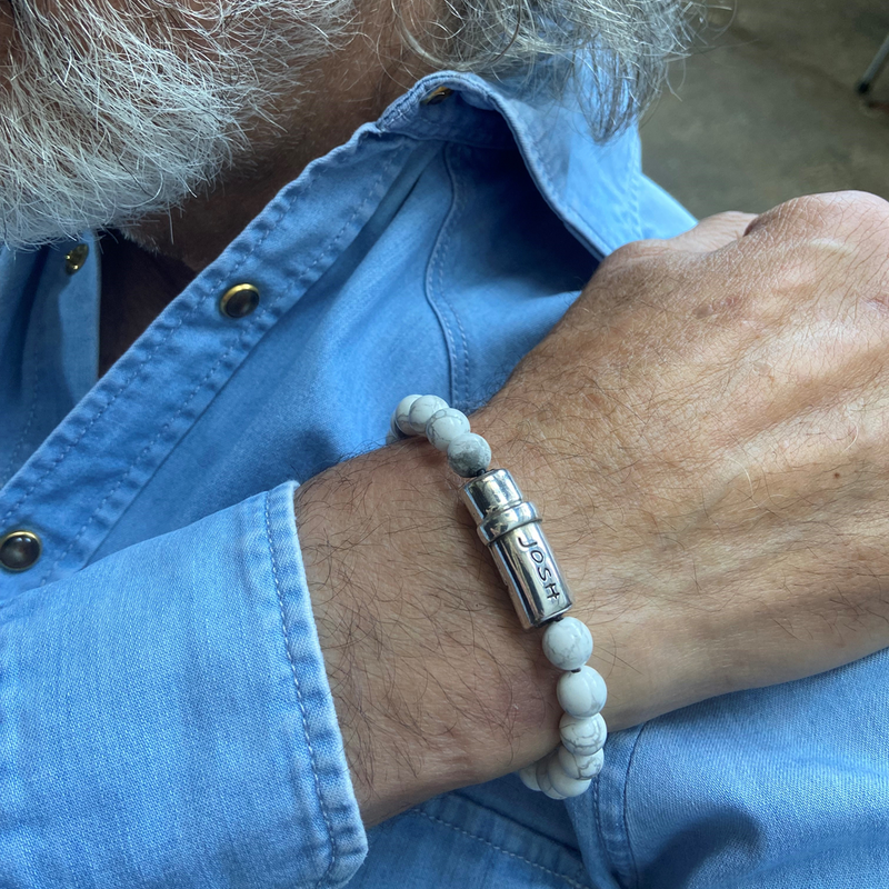 Josh White Natural Stone Bracelet 09285SL/WHIT/LME-zoom-