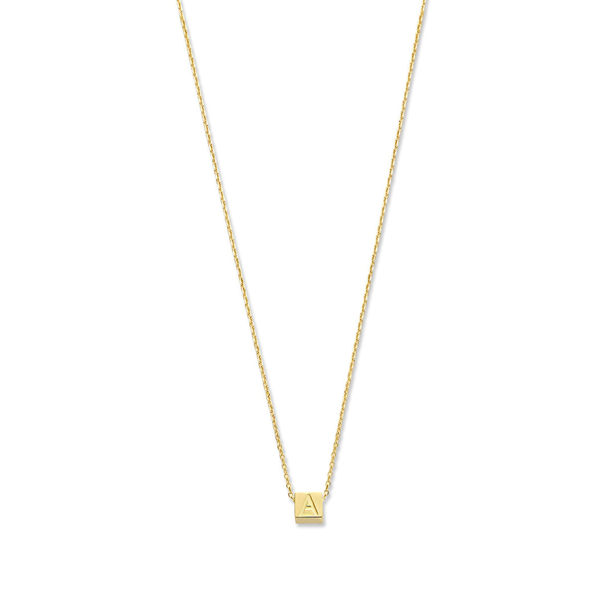 Isabel Bernard Le Carré 14 karaat gouden kubus inital ketting IB340043-A