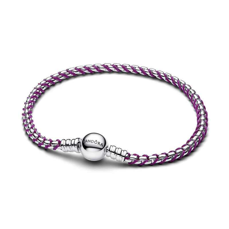 Pandora Moments Purple Cord Box Chain Armband 593816C03-zoom-