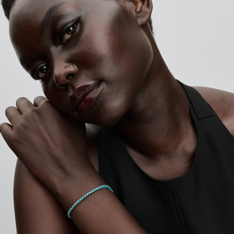 Pandora Moments 925 Sterling Silver Blue Cord Box Chain Bracelet 593816C01-17-zoom-