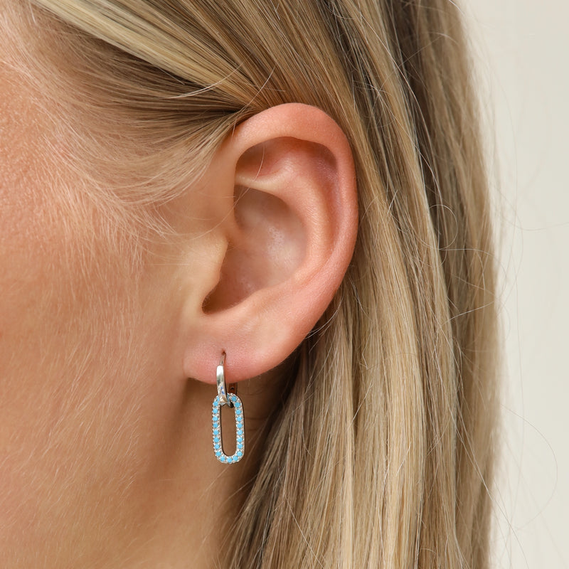 Karma 925 Sterling Silver Summer Fling Turquoise Hoop Earrings H187S-T-zoom-