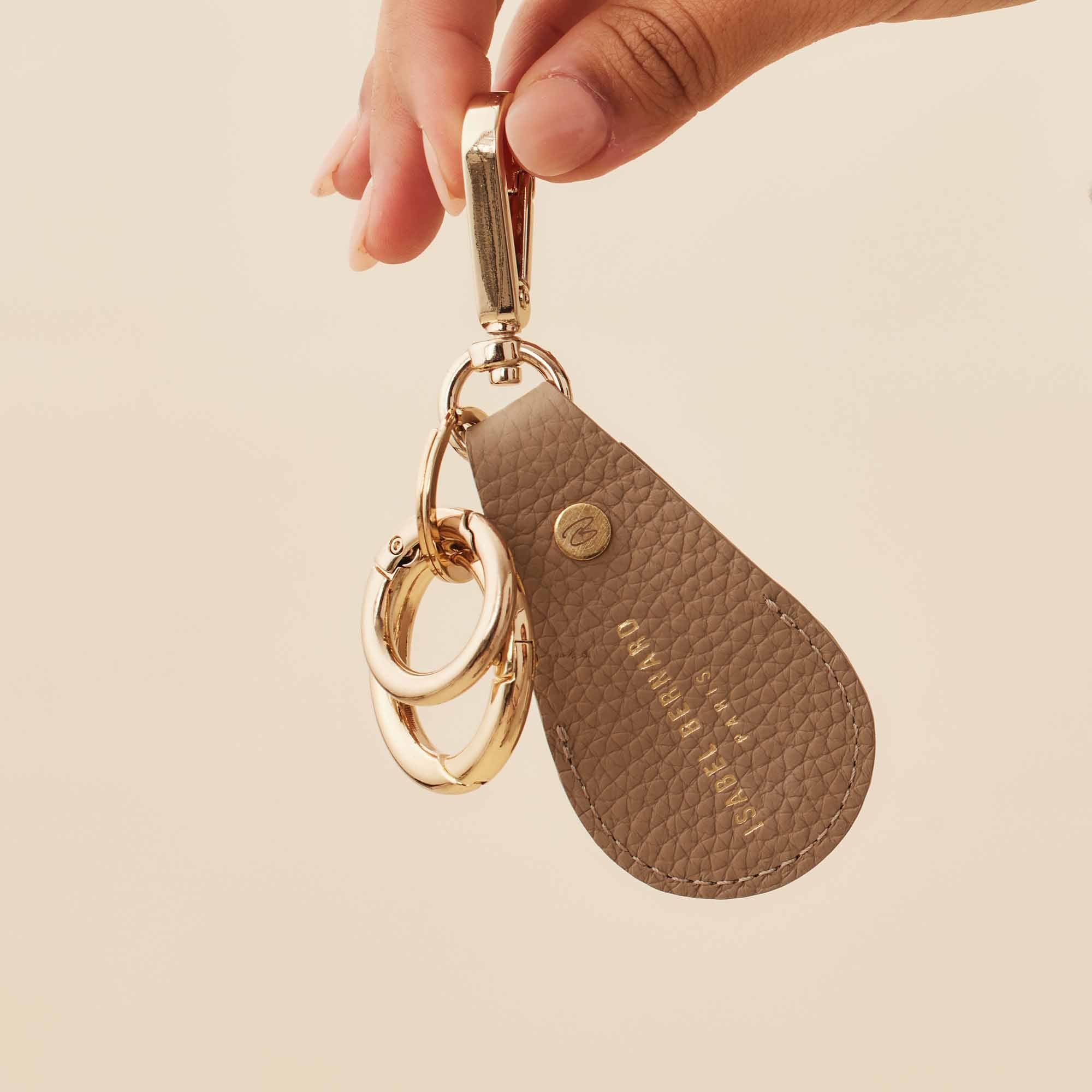 Isabel Bernard Honoré Filou Taupe Calfskin Airtag Key Pendant IB66000-078