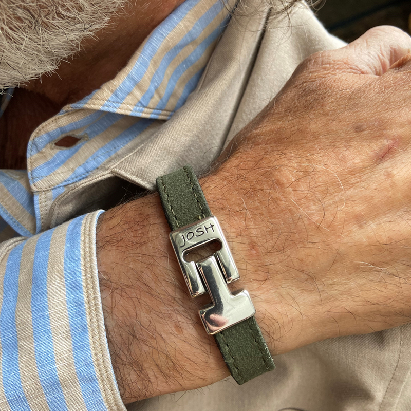 Josh Green Leather Bracelet 25037SL/GRNN/LRG-zoom-