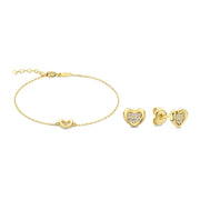 Beloro Jewels Regalo d'Amore 9 karaat gouden armband en oorstekers cadeauset met hart BO90054