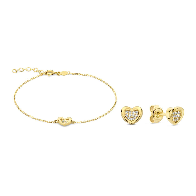 Beloro Jewels Regalo d'Amore 9 karaat gouden armband en oorstekers cadeauset met hart BO90054-zoom-