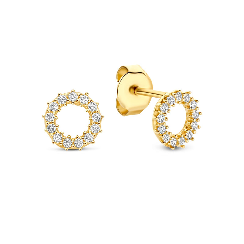 Beloro Jewels Monte Napoleone Ivet 9 karaat Oorknoppen met zirkonia steentjes BO360122-zoom-