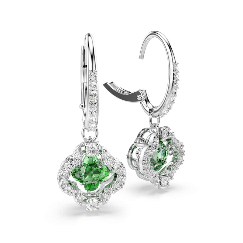Swarovski Una Sparkling Dc Zilveren Oorhangers met Groene Kristal 5758001-zoom-