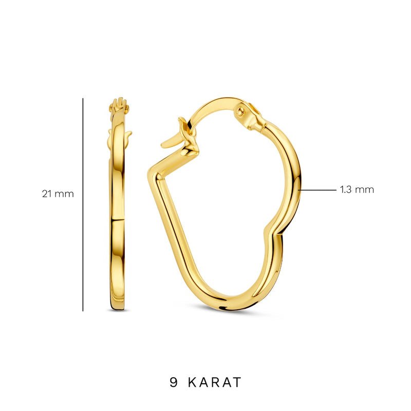 Beloro Jewels Della Spiga Luna 9 Karaat Hartjes Oorbellen BO360081-zoom-
