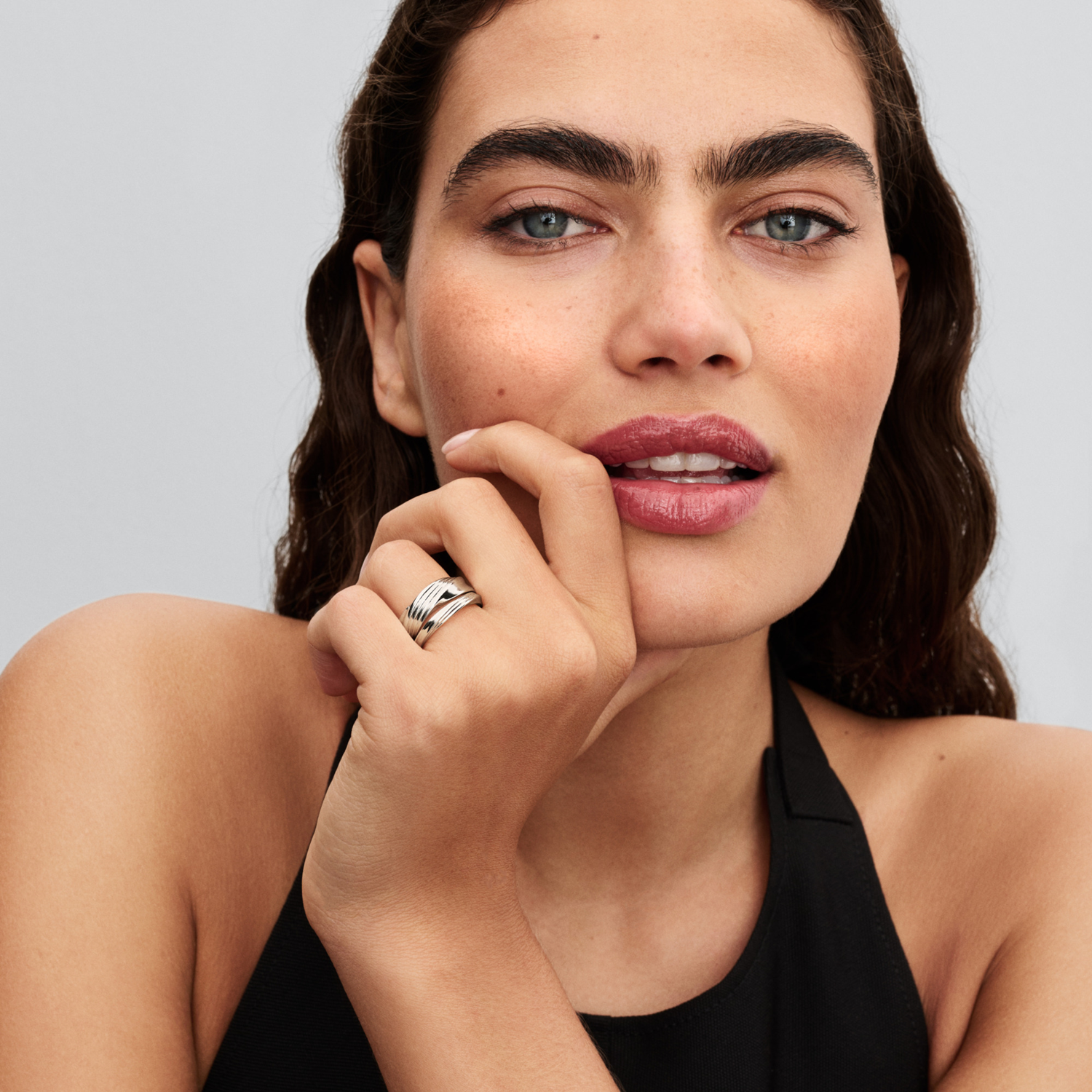 Pandora Essence 925 Sterling Silver Twisted Double Ring 193890C00-54