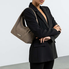 Isabel Bernard Honoré Grace mini taupe suede handbag IB21132-178