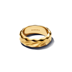 Pandora Essence Gold Plated Rippled Wide Band Ring 163886C00-54