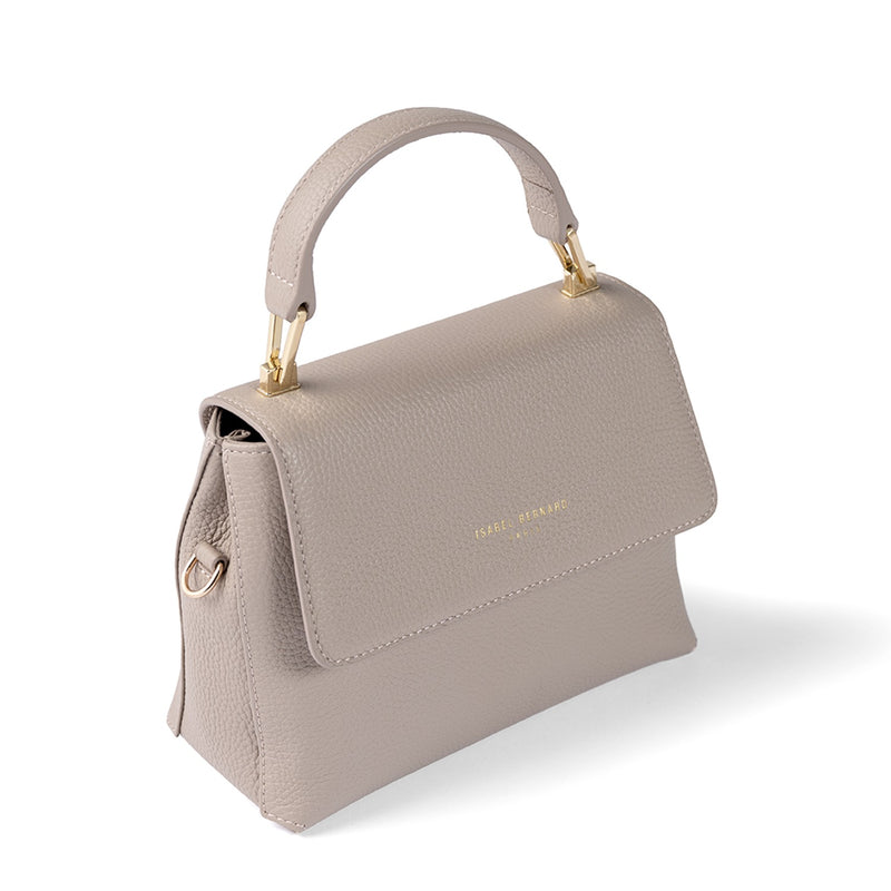 Isabel Bernard Femme Forte Heline Taupe Handtas van Kalfsleer IB21039-zoom-