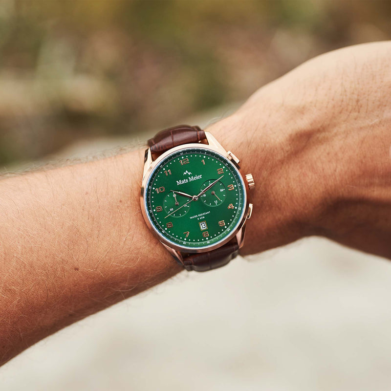 Mats Meier Mont Vélan Chrono Groen/Bruine Horloge MM10002-zoom-
