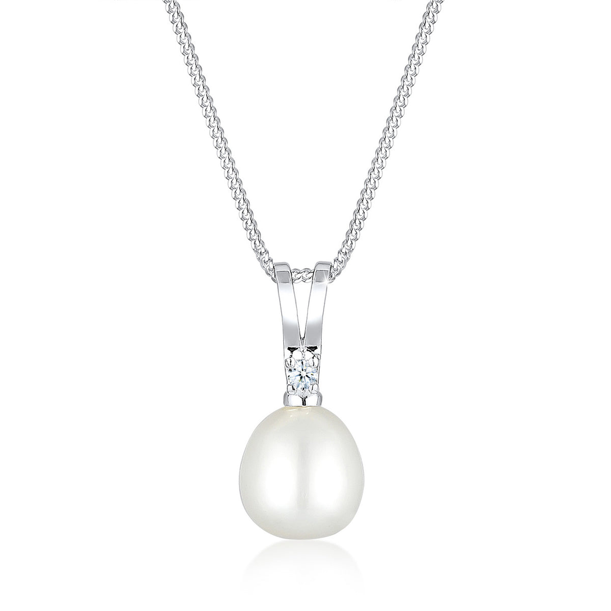 Elli 925 Sterling Silver Pearl Necklace with Diamond 2004-BF-0007569-001