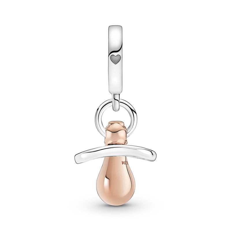 Pandora Moments 925 Sterling Silver Baby Pacifier Dangle Charm Rose Gold Plated 781490C01-zoom-