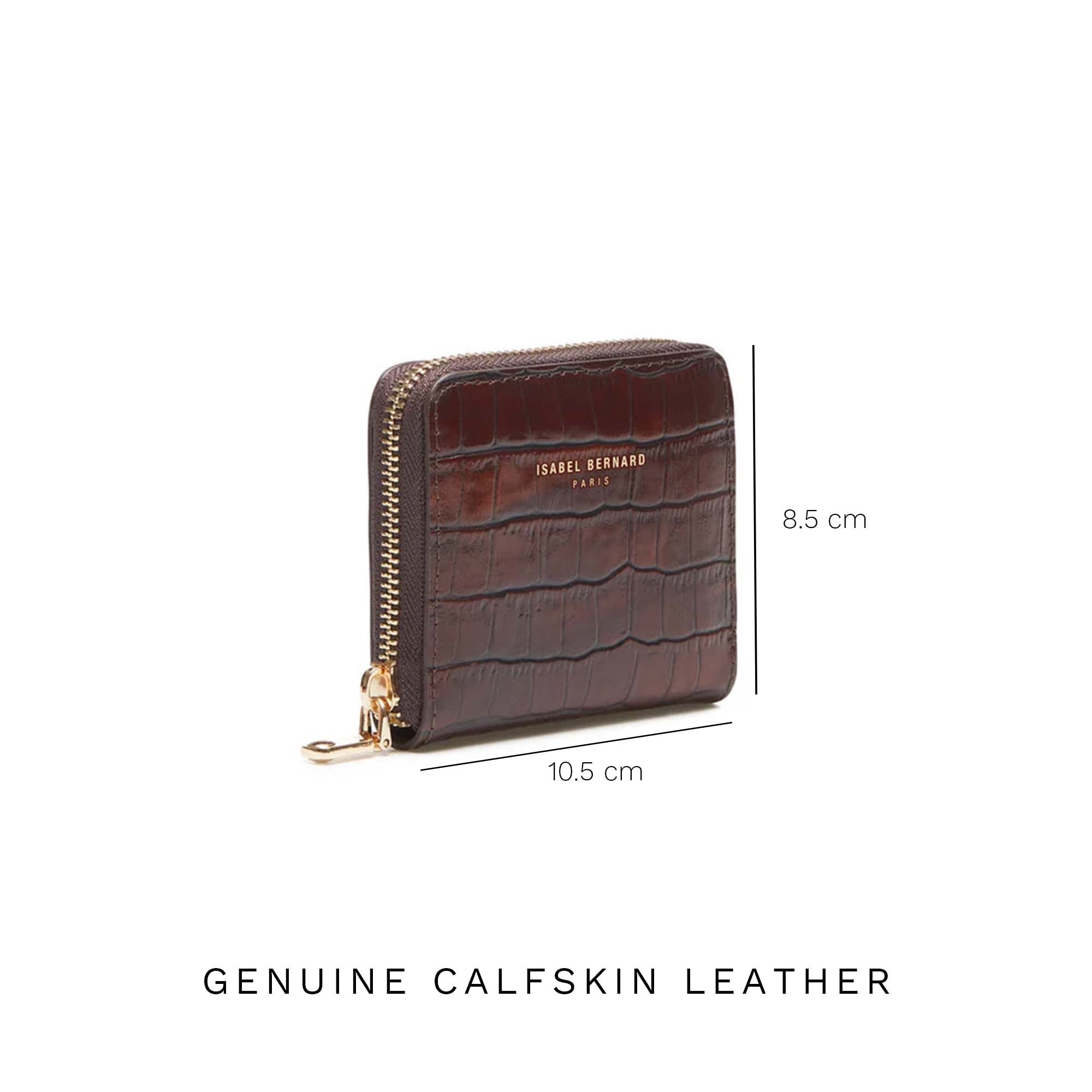 Isabel Bernard Honoré Jules Croco Brown Zip Wallet IB23106