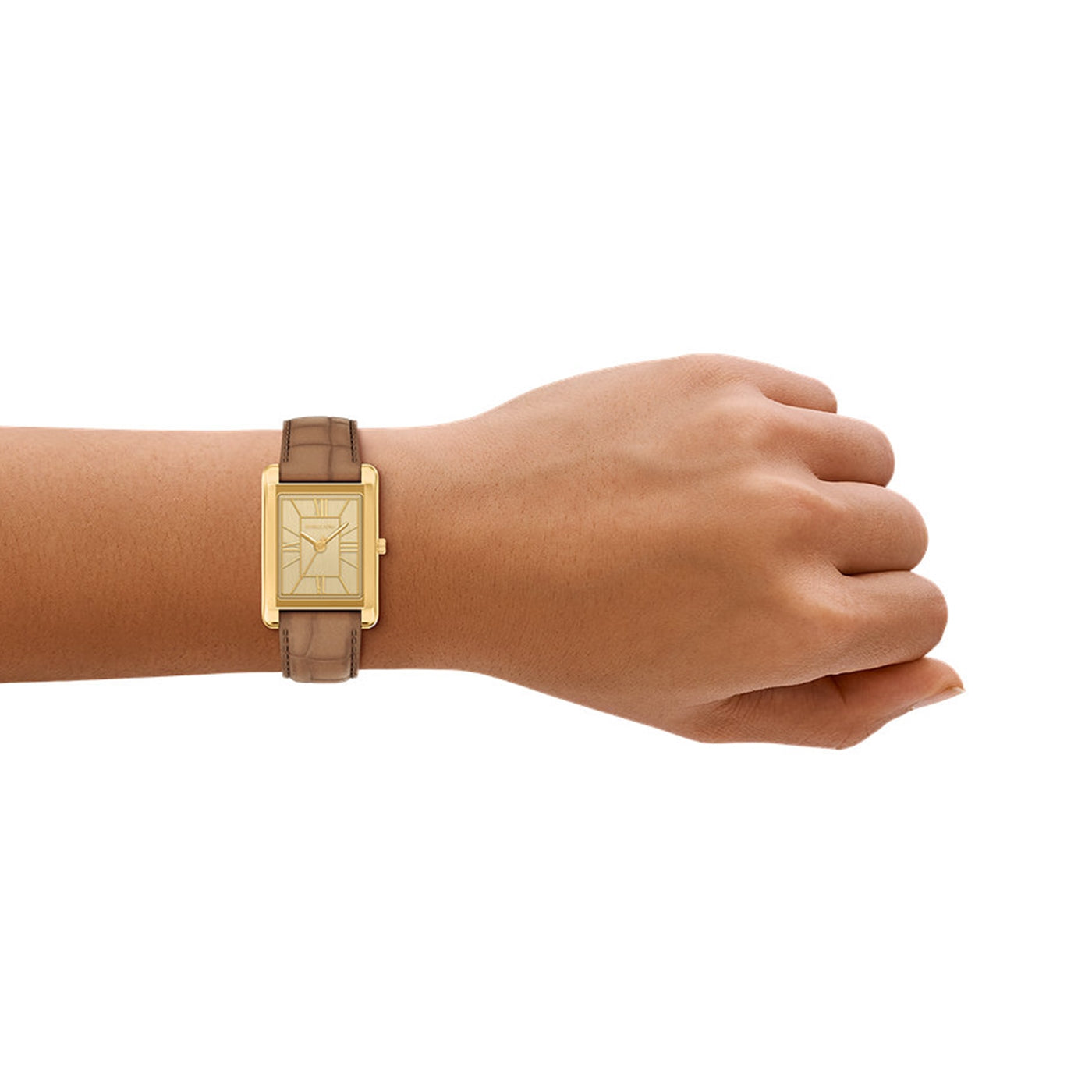 Michael Kors Essex Rectangular Gold Dial Watch MK7584