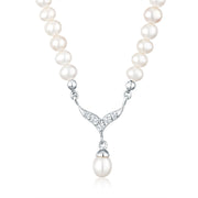 Elli 925 Sterling Silver Pearl Necklace with Zirconia 2004-BF-0008239-001