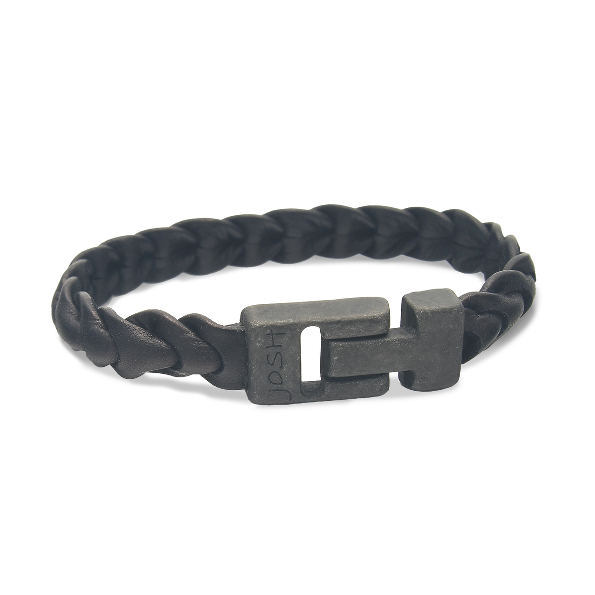 Josh Leather Black Bracelet 50046-BRA-VB/BLACK/L-1