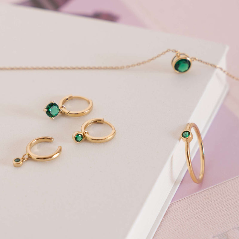 Violet Hamden Venus 925 Sterling Zilveren Gold Plated oorringen met Geboortesteen VH360015-MAR-zoom-