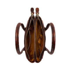 Isabel Bernard Honoré Cloe Midi Croco Brown Calfskin Leather Handbag IB25082-230