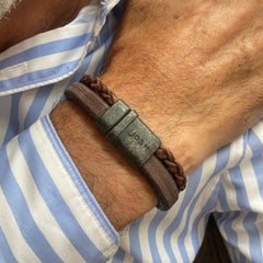 Josh Vintage Black Brown Bracelet 09264-BRA-VB/BROWN/L