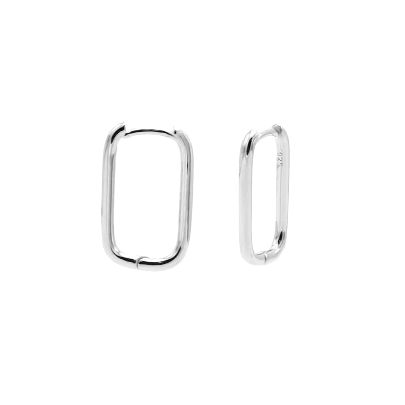 Karma 925 Sterling Silver Plain Round Square Earrings M3156S-zoom-