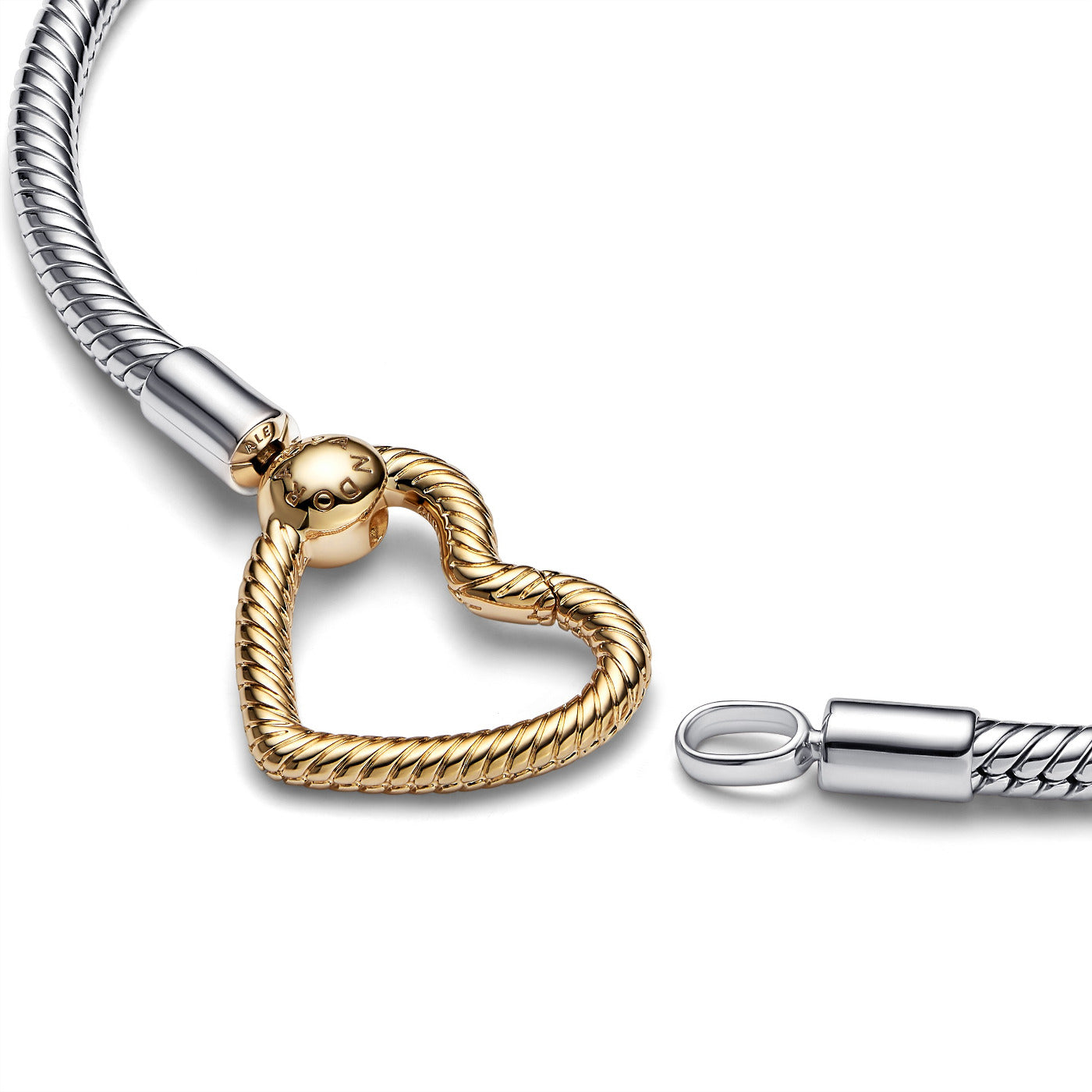 Pandora Moments 925 Sterling Silver Snake Chain Bracelet with 14 Carat Gold Plating 569539C00-20