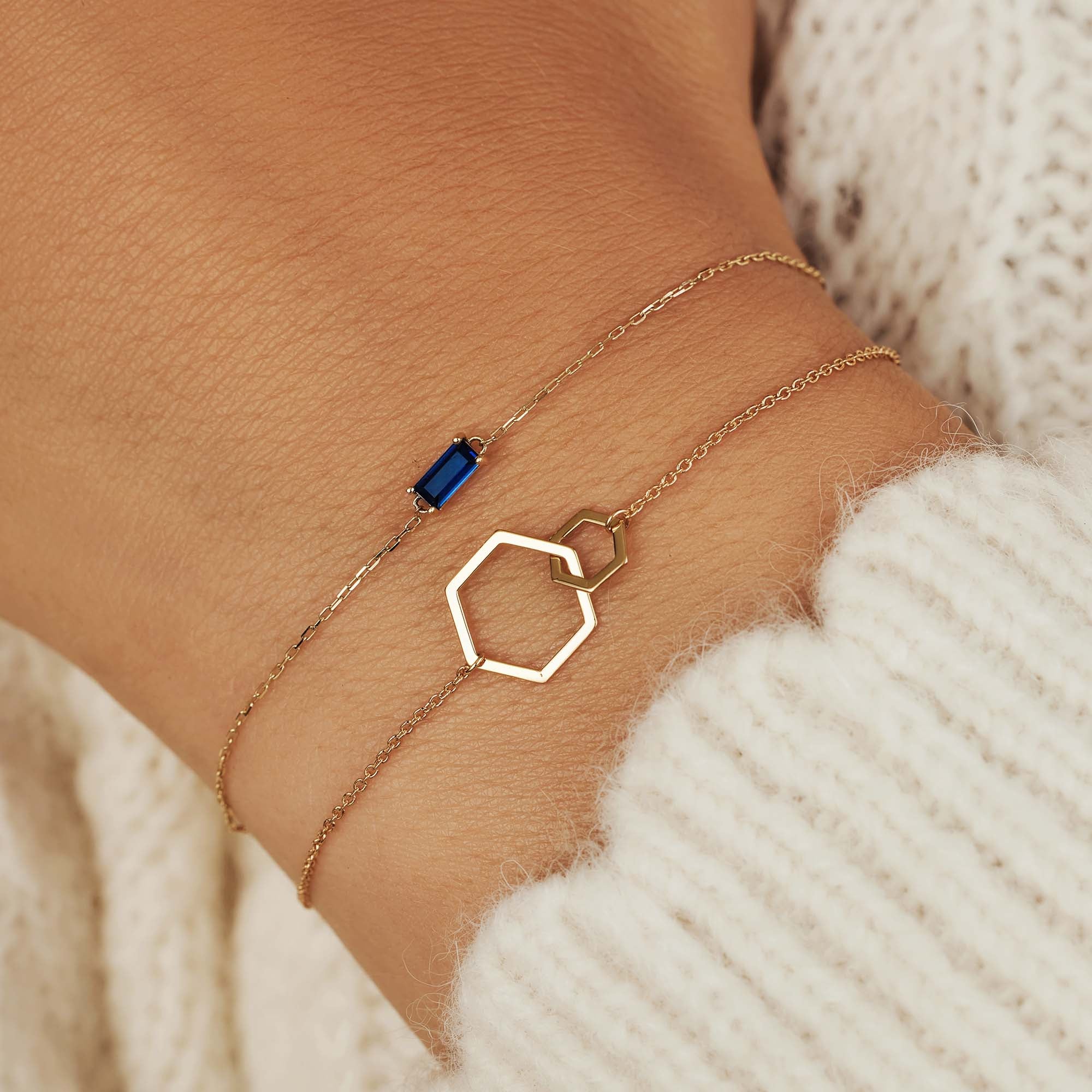 Isabel Bernard 14 Karaat Gouden Belleville Elena Double Armband IB320023 (Lengte: 16.00-18.00 cm)