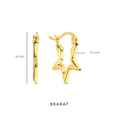 Beloro Jewels Della Spiga Luna 9 Karat Gold Star Earrings BO360083