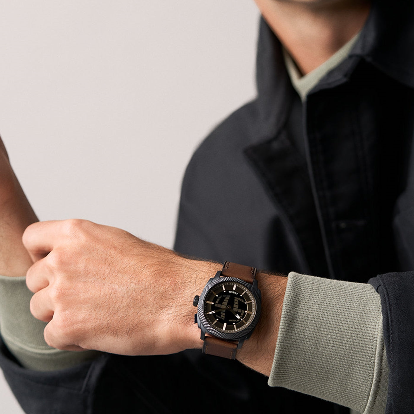 Fossil Machine Big Tic Round Black Dial Watch FS6165