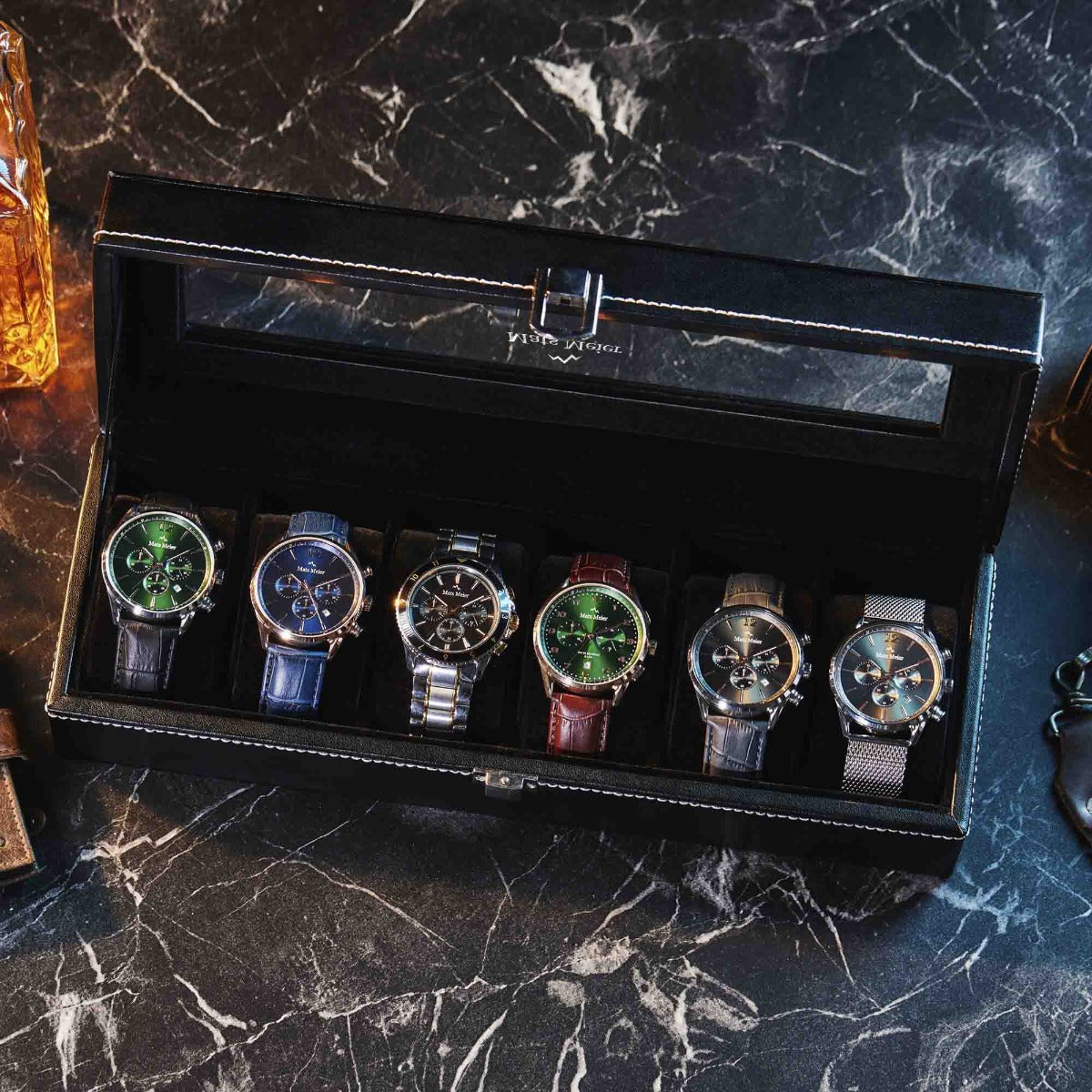 Mats Meier Mont Fort Black Watchbox voor 6 Watchs