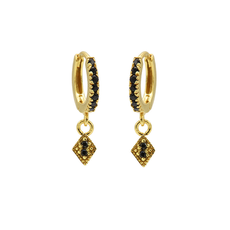 Karma 925 Sterling Silver Hinge Hoops Gold-coloured Ear Studs M2655HB-zoom-